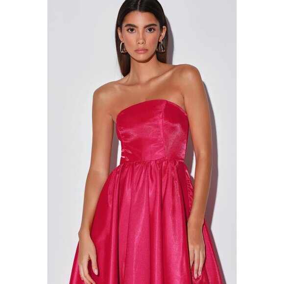 Lulus Revel in the Magic Taffeta Strapless Maxi Dress With Pockets, Prom Gown - Picture 4 of 8